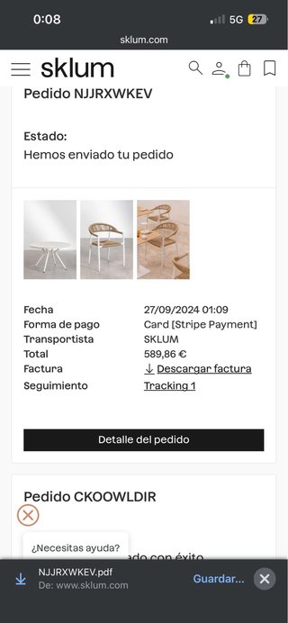 Silla de jardín Sklum ratán y metal