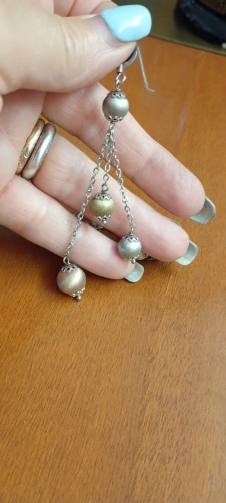 Orecchini pendenti argento 925 sfere tricolore