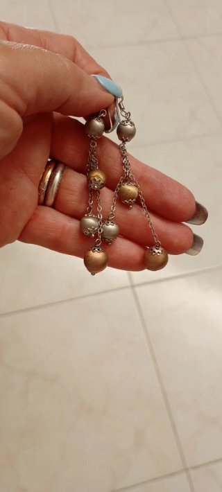 Orecchini pendenti argento 925 sfere tricolore