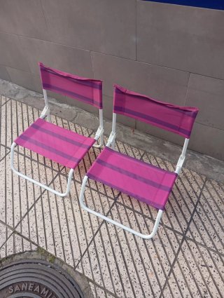 2 Sillas Plegables Playa Morado/Rosa