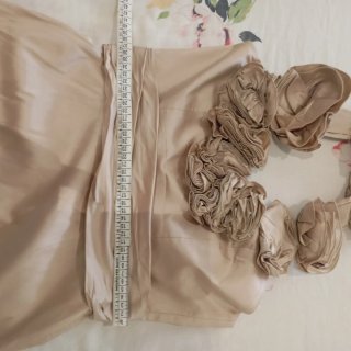 Vestido largo seda beige/dorado