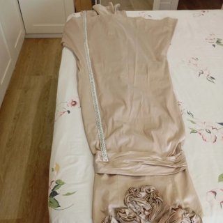 Vestido largo seda beige/dorado