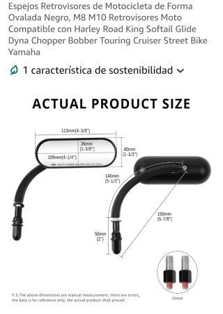 Espejos Retrovisores Moto Ovalados Negros