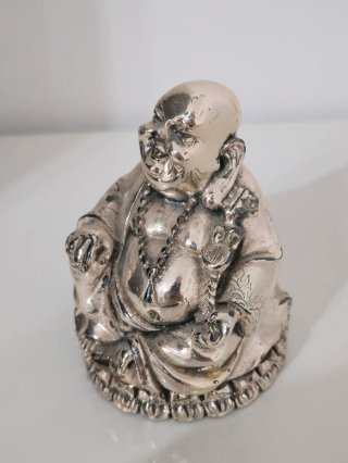 Statua Buddha Vintage Placcata Argento Made Italy