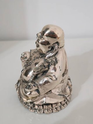Statua Buddha Vintage Placcata Argento Made Italy