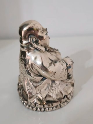 Statua Buddha Vintage Placcata Argento Made Italy