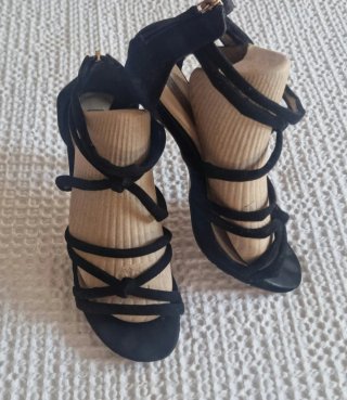 Sandalias Sfera Tiras Tacón Negro Talla 36