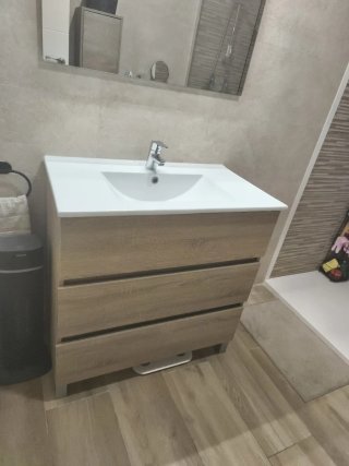 Mueble baño 3 cajones,lavabo,grifo, Espejo,aplique