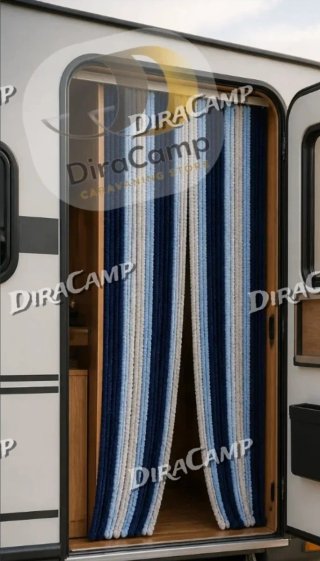 Cortina de chenilla 80x190 azul-gris