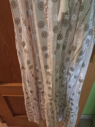 Vestido Boho Ibicenco Blanco y Dorado