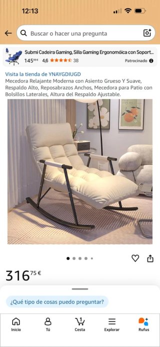 Sillón Mecedora Beige y Negro