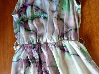 Vestito longuette raso scollo halter viola nuovo