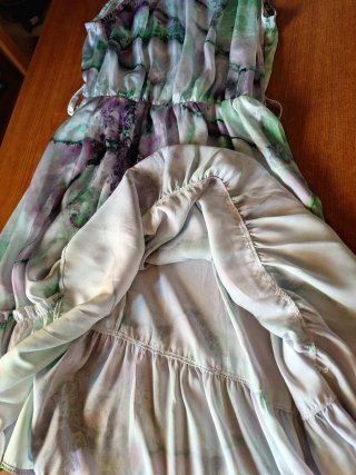 Vestito longuette raso scollo halter viola nuovo