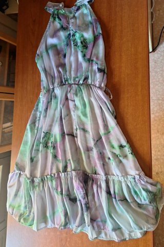 Vestito longuette raso scollo halter viola nuovo