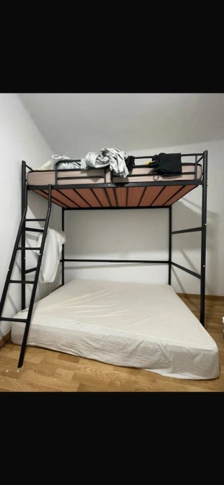 Cama Alta 90x200 cm Metal Negra - DORAFAIR