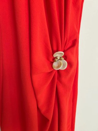 Vestido midi halter rojo