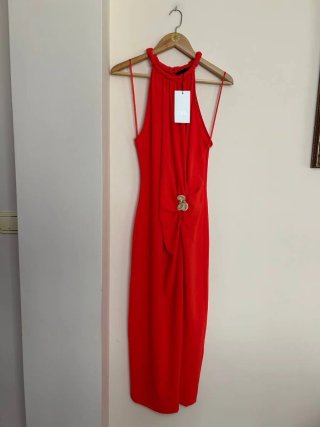 Vestido midi halter rojo