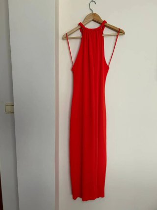 Vestido midi halter rojo