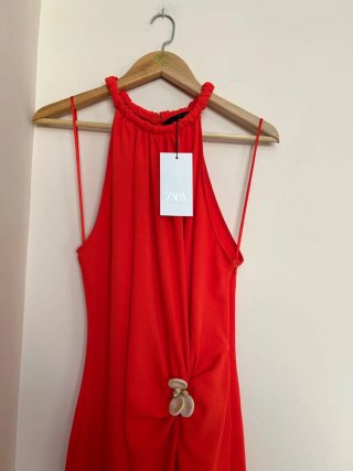 Vestido midi halter rojo