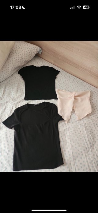 Conjunto 3 Tops Negro y Rosa Tallas XS-S-M