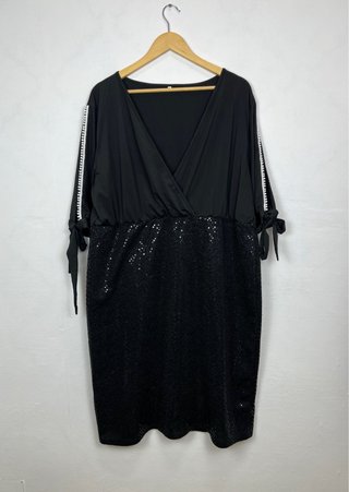 Vestido Fiesta Negro Lentejuelas Talla 5XL