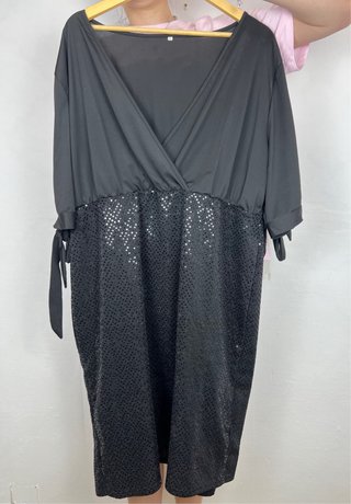Vestido Fiesta Negro Lentejuelas Talla 5XL