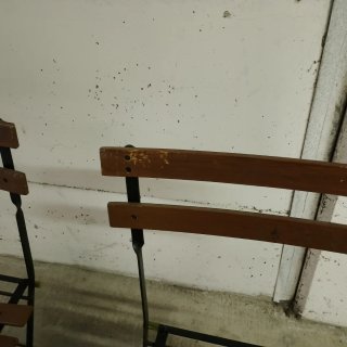 3 sedie legno e ferro da giardino