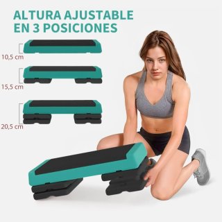 Step de aeróbic fitness 3 niveles verde y negro