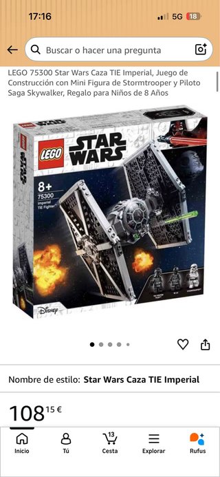 Nave Caza TIE Star Wars Lego