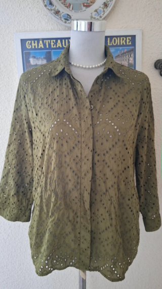 Camisa Zara verde bordada
