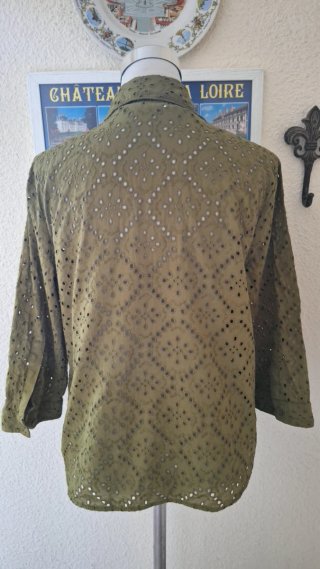 Camisa Zara verde bordada