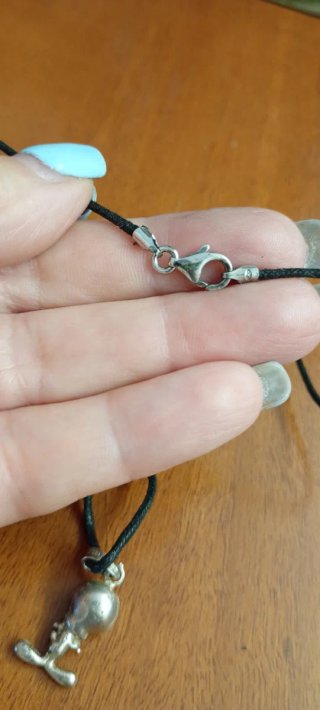 Collana cordino gancio e ciondolo argento 925