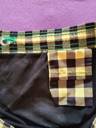 Bañador Hockey Hombre Cuadros Amarillo/Negro