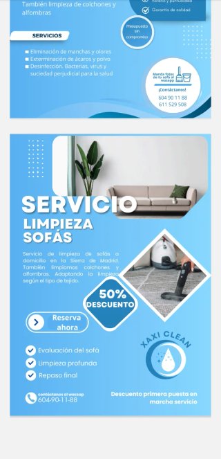 Servicio de Limpieza y desinfección de sofás