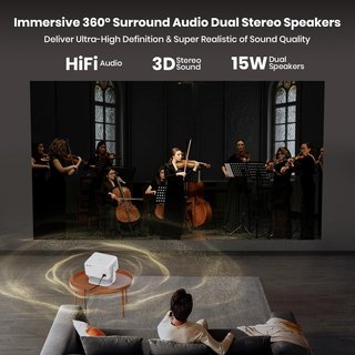 4K Proiettore [Auto Focus/Base Girevole a 360°]