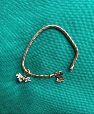 Pulsera Charm Viaje Corazón Azul Dorado