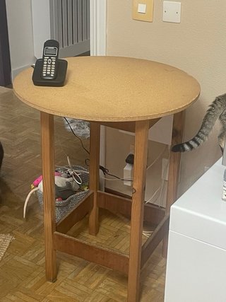 Mesa camilla redonda madera y corcho
