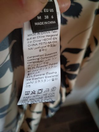 Abito lungo floreale beige e nero