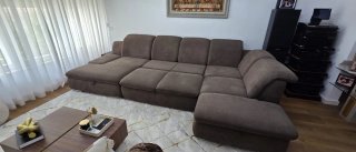 Sofá Chaise Longue Marrom Tecido