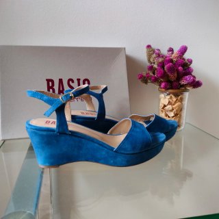 Sandalias cuña azul Paco Herrero