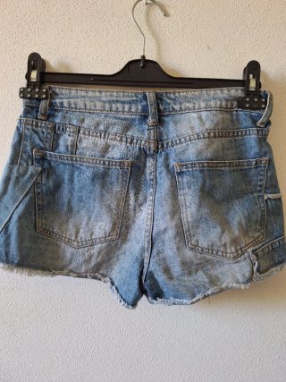 Pantaloncini jeans patchwork vita alta