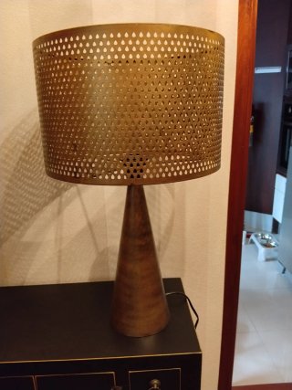 2 Lámparas Mesa Metal Oro Viejo