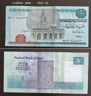 Billetes de Egipto  (5, 10, 20, 50 libras)