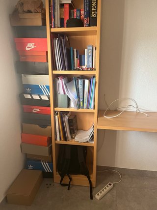 Escritorio con estantería de madera