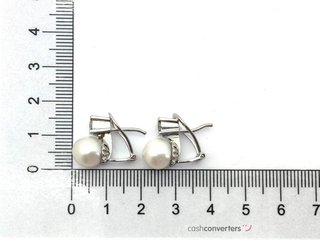 pendientes oro 18k con piedra con diamante,perla