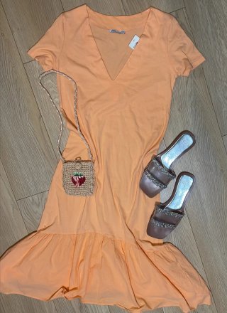 Vestido Zara floral rosa y rojo