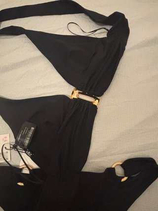Bikini Zara Negro Dorado Talla 38