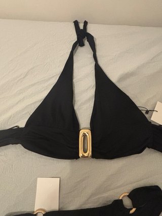 Bikini Zara Negro Dorado Talla 38