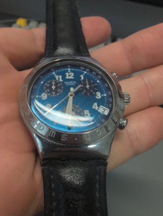 LEER*** Swatch Cronógrafo Azul y Plateado