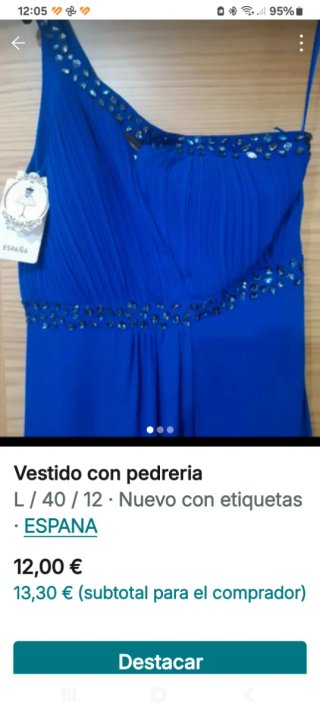 Vestido largo azul con pedrería